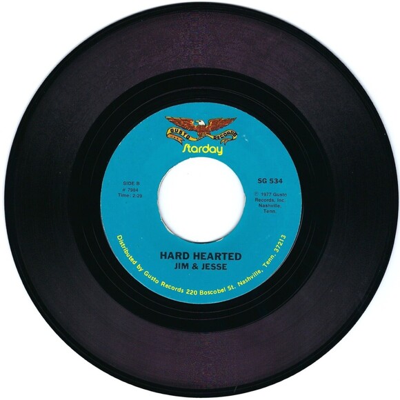 Jim & Jesse 45 Pardon Me / Hard Hearted on Starday/Gusto VG+ Bluegrass RE - Picture 2 of 2